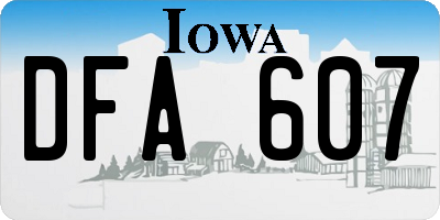 IA license plate DFA607