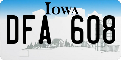 IA license plate DFA608