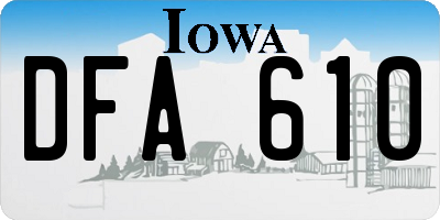 IA license plate DFA610