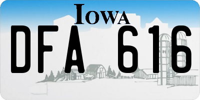 IA license plate DFA616