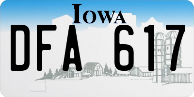 IA license plate DFA617