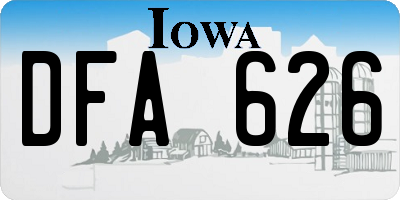 IA license plate DFA626