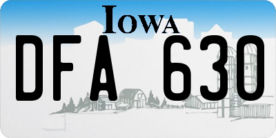 IA license plate DFA630