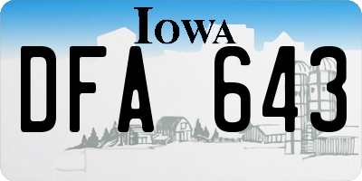 IA license plate DFA643