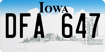 IA license plate DFA647