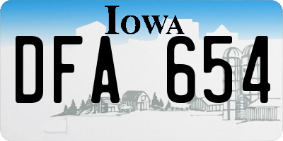 IA license plate DFA654