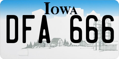 IA license plate DFA666