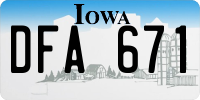 IA license plate DFA671