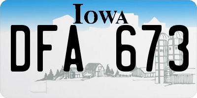 IA license plate DFA673