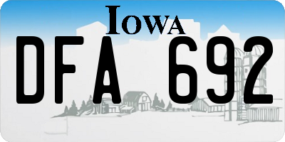 IA license plate DFA692