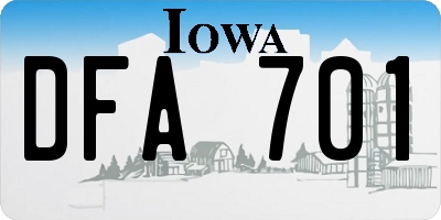 IA license plate DFA701