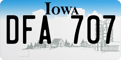 IA license plate DFA707