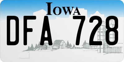 IA license plate DFA728