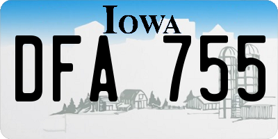 IA license plate DFA755