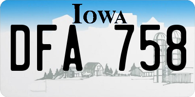 IA license plate DFA758