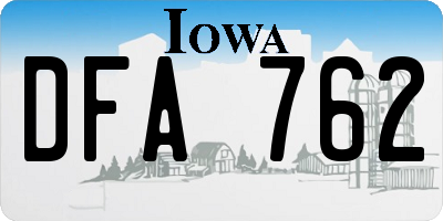 IA license plate DFA762