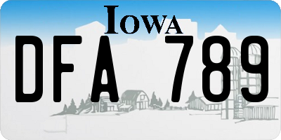 IA license plate DFA789