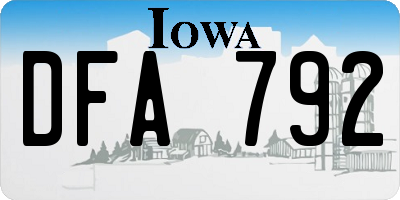 IA license plate DFA792