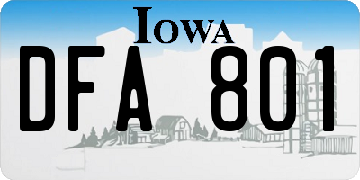 IA license plate DFA801