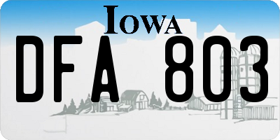 IA license plate DFA803