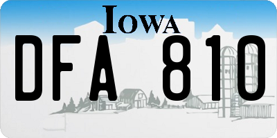 IA license plate DFA810