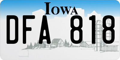 IA license plate DFA818