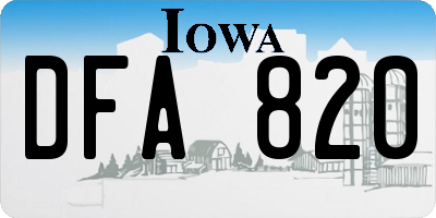 IA license plate DFA820