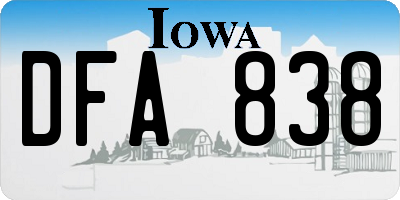 IA license plate DFA838