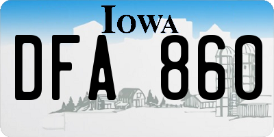 IA license plate DFA860