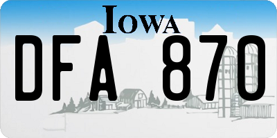 IA license plate DFA870