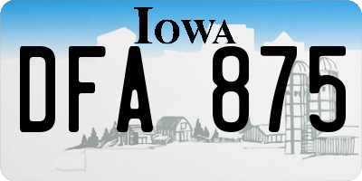IA license plate DFA875