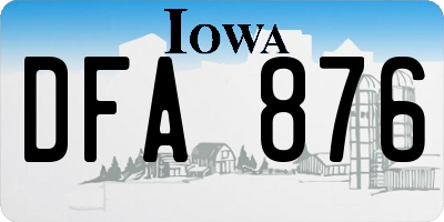 IA license plate DFA876