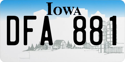 IA license plate DFA881