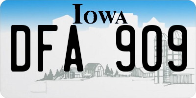 IA license plate DFA909