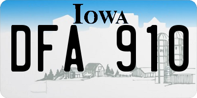 IA license plate DFA910