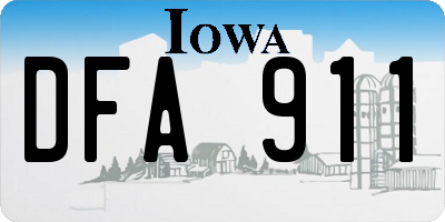 IA license plate DFA911