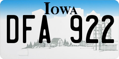 IA license plate DFA922