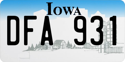 IA license plate DFA931