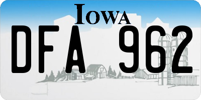 IA license plate DFA962