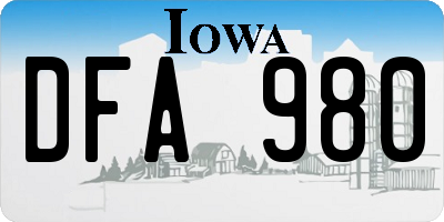 IA license plate DFA980