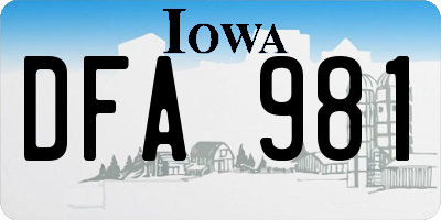 IA license plate DFA981