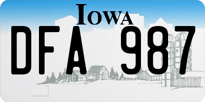IA license plate DFA987