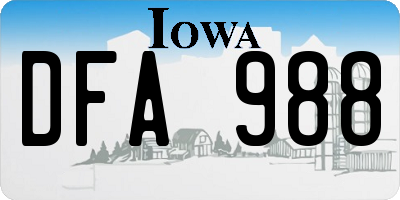 IA license plate DFA988