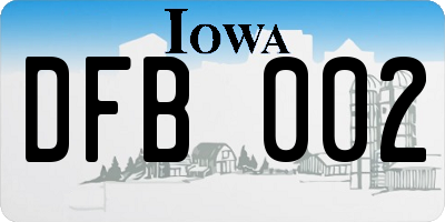 IA license plate DFB002