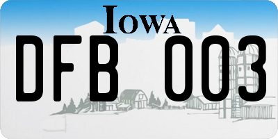 IA license plate DFB003