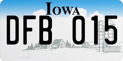 IA license plate DFB015