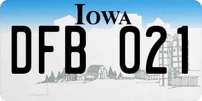 IA license plate DFB021