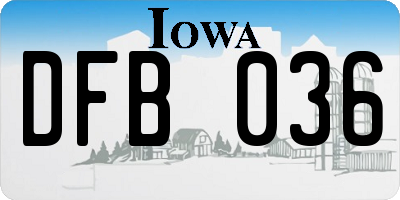 IA license plate DFB036