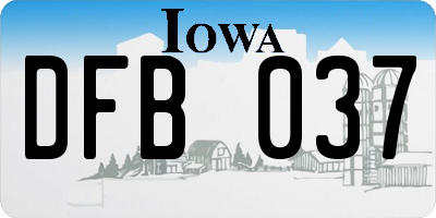 IA license plate DFB037