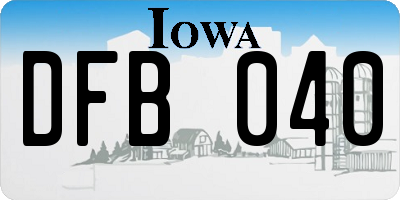 IA license plate DFB040